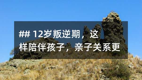 ## 12岁叛逆期,这样陪伴孩子,亲子关系更亲密